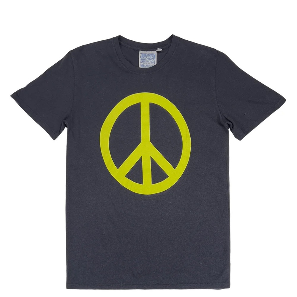 Jungmaven Peace Basic Tee in Limelight on Black